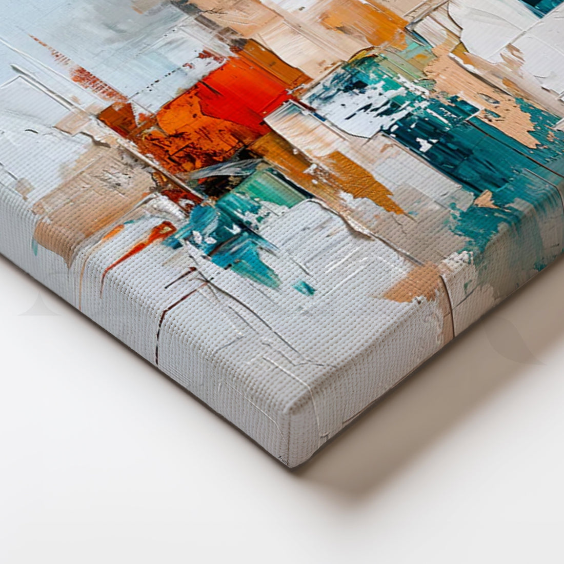 Teal & Ember Abstraction Canvas Painting for Living Room – Asha Art Studio