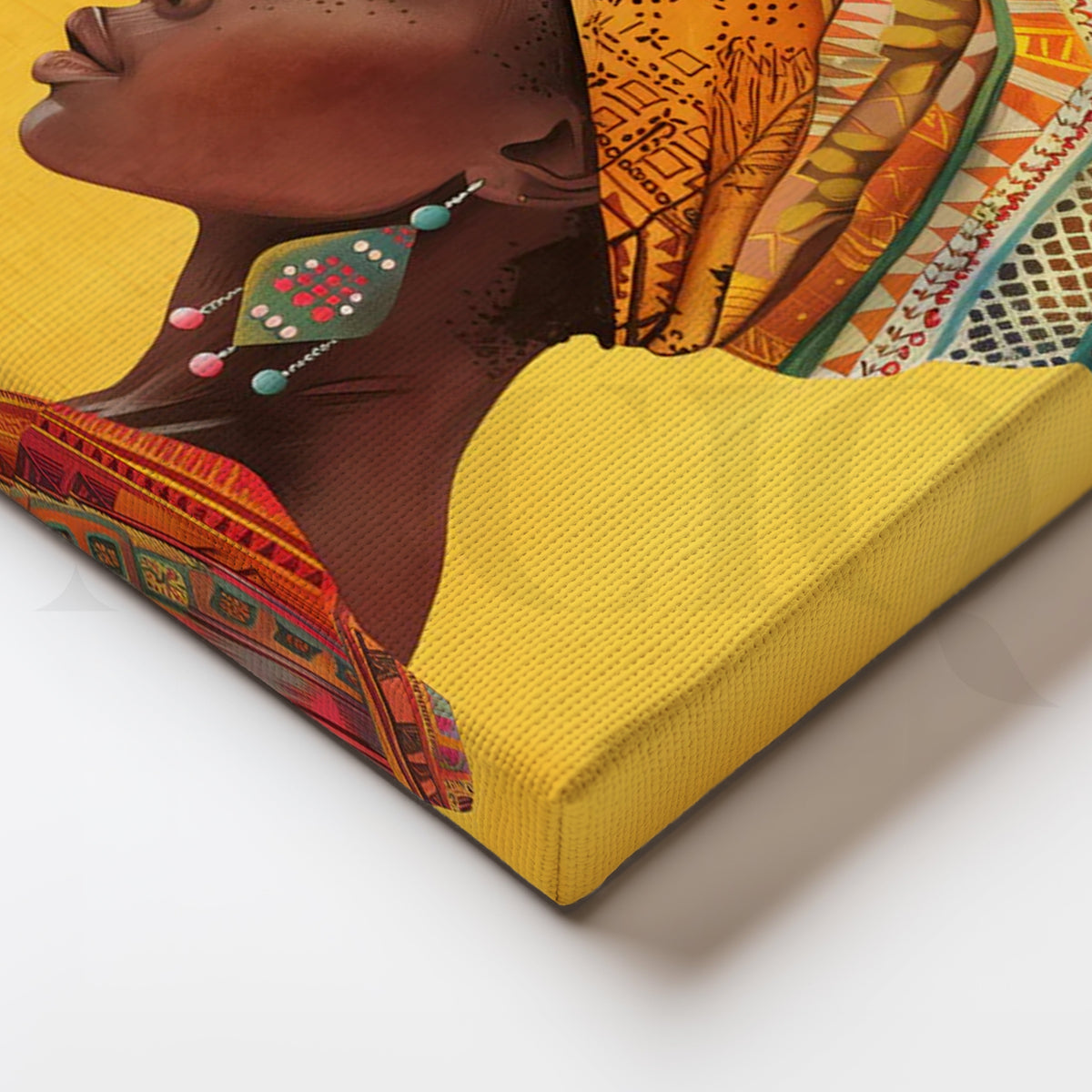 Golden Gele Profile Canvas Pop Art for Stylish Entryway – Asha Art Studio – Image 2
