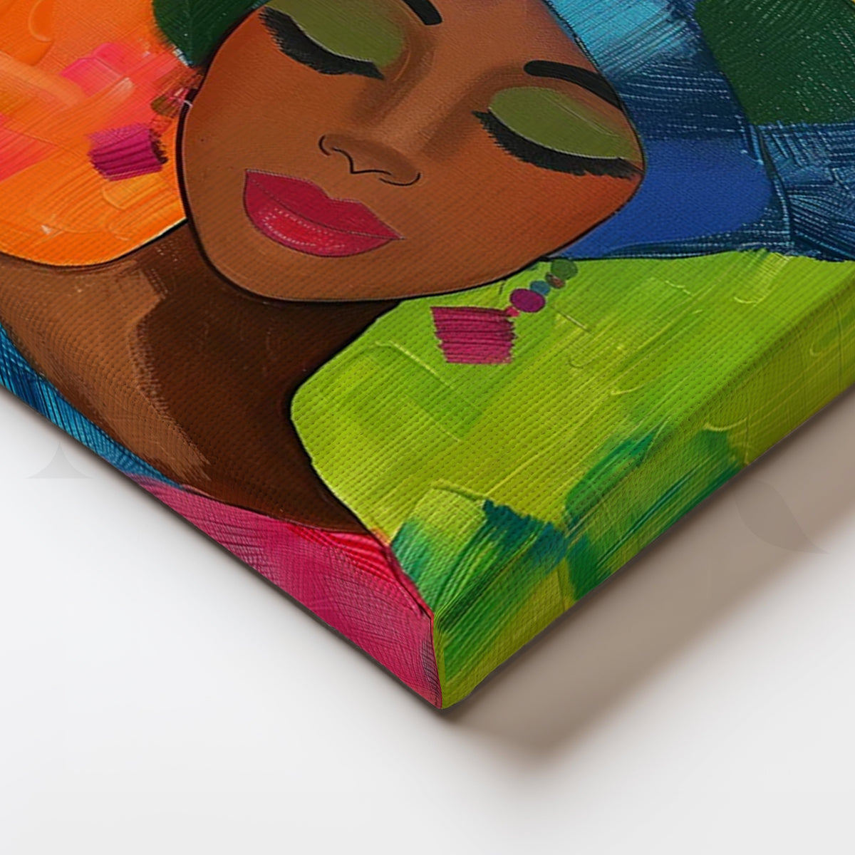 Neon Headwrap Muse Canvas Pop Artwork – Asha Art Studio – Image 2