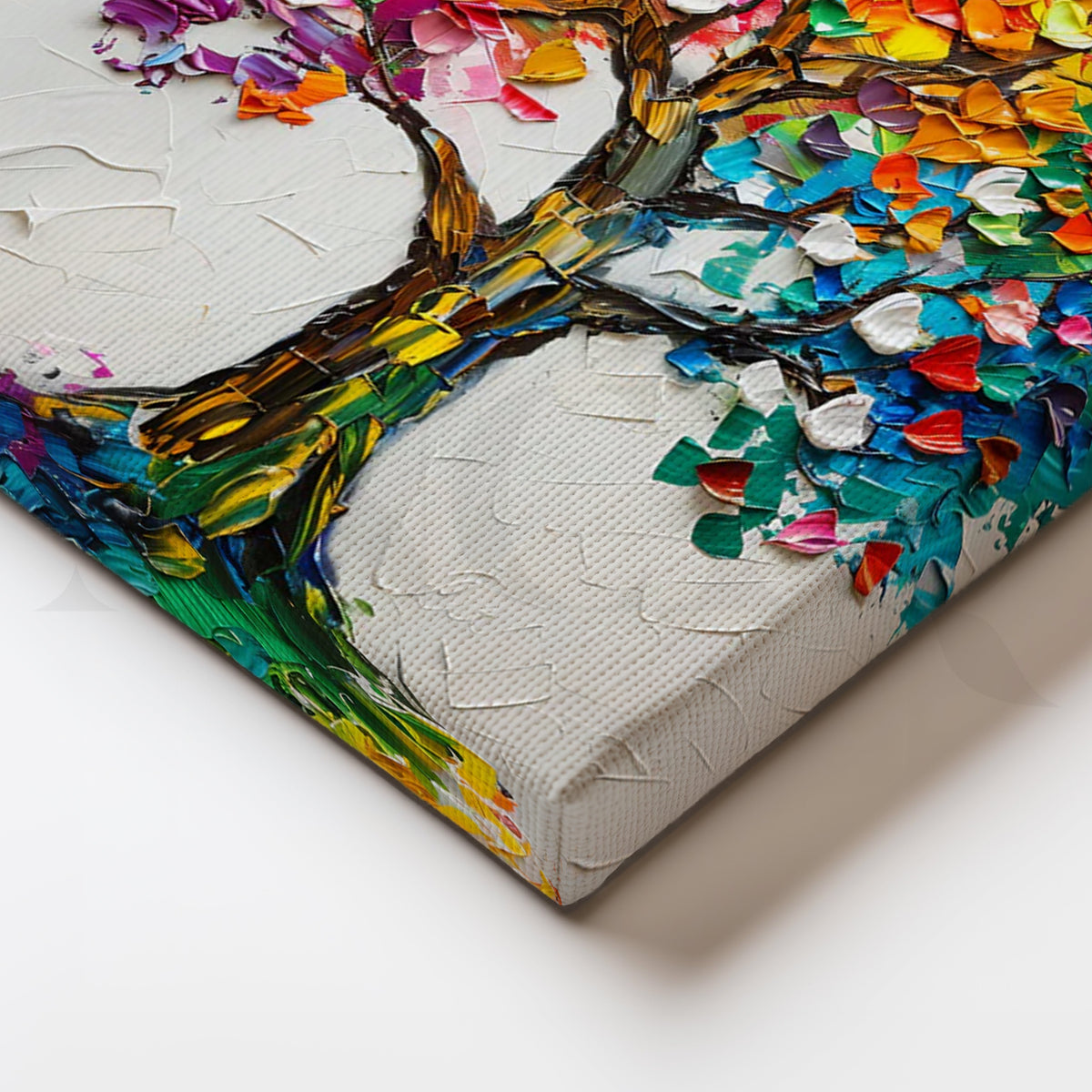 Rainbow Impasto Tree’ Canvas Painting for Living Room – Asha Art Studio – Image 2
