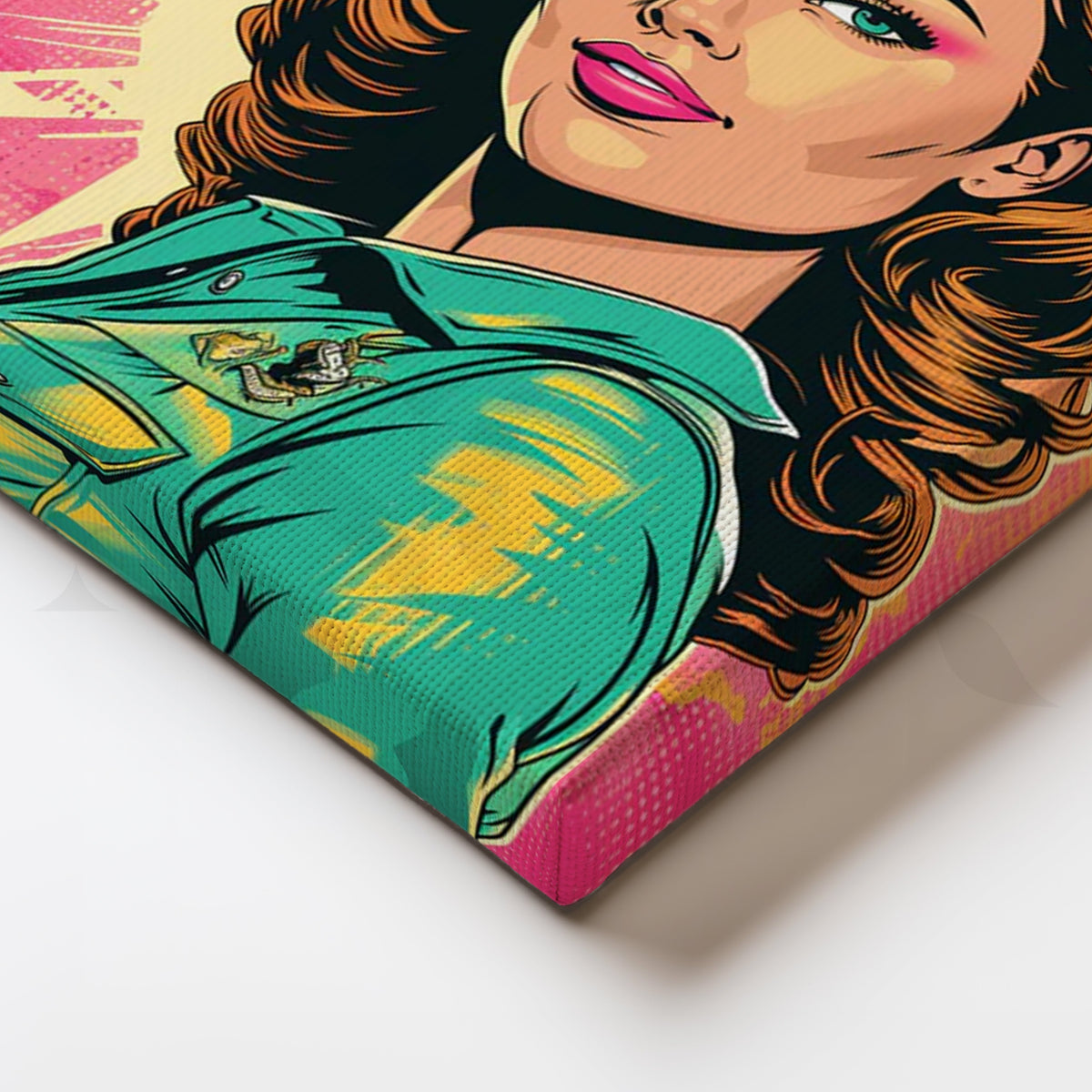 Neon Cowgirl Pop Portrait Canvas Painting for Living Room – Asha Art Studio – Image 2