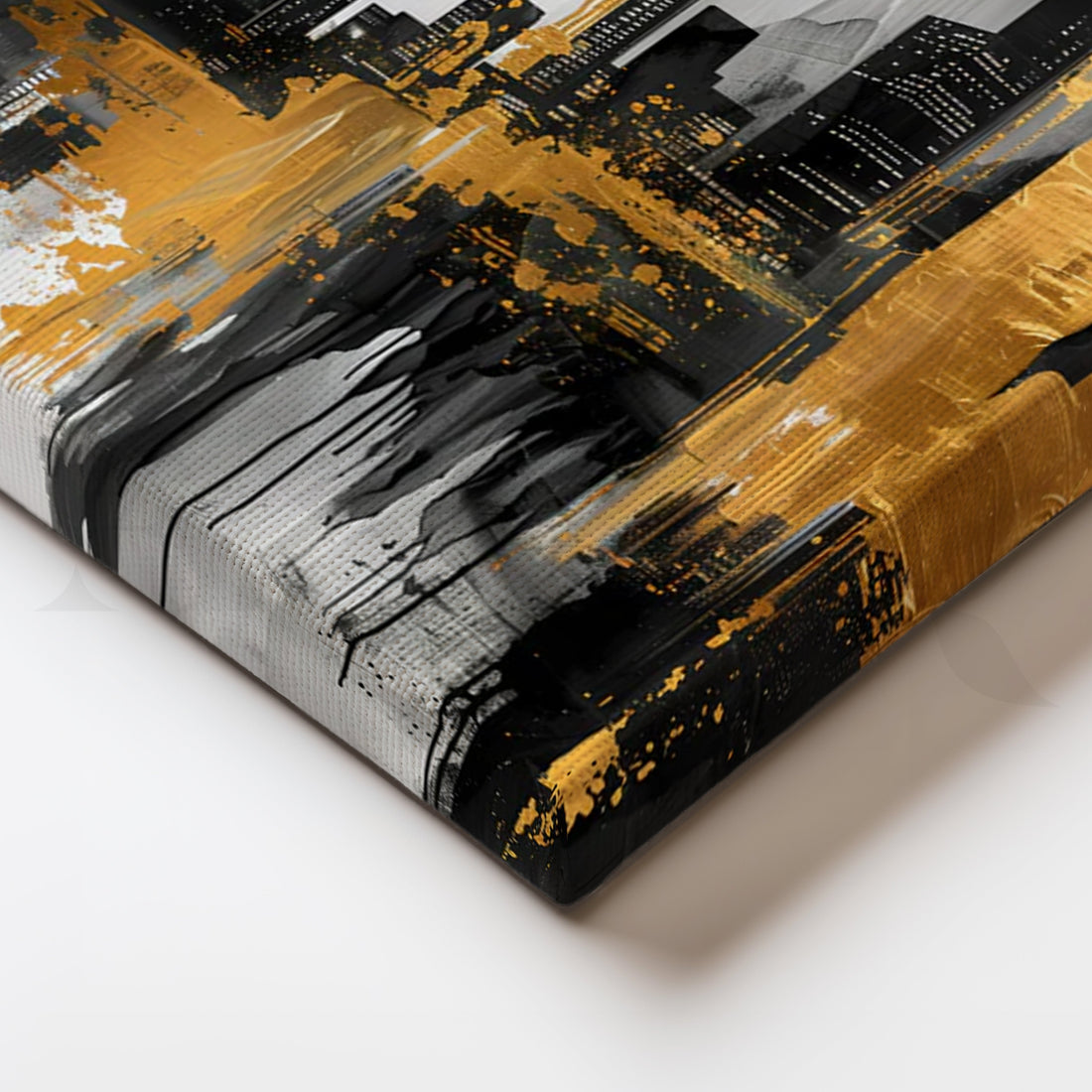 Golden Metropolis Canvas Painting for Entryway – Asha Art Studio