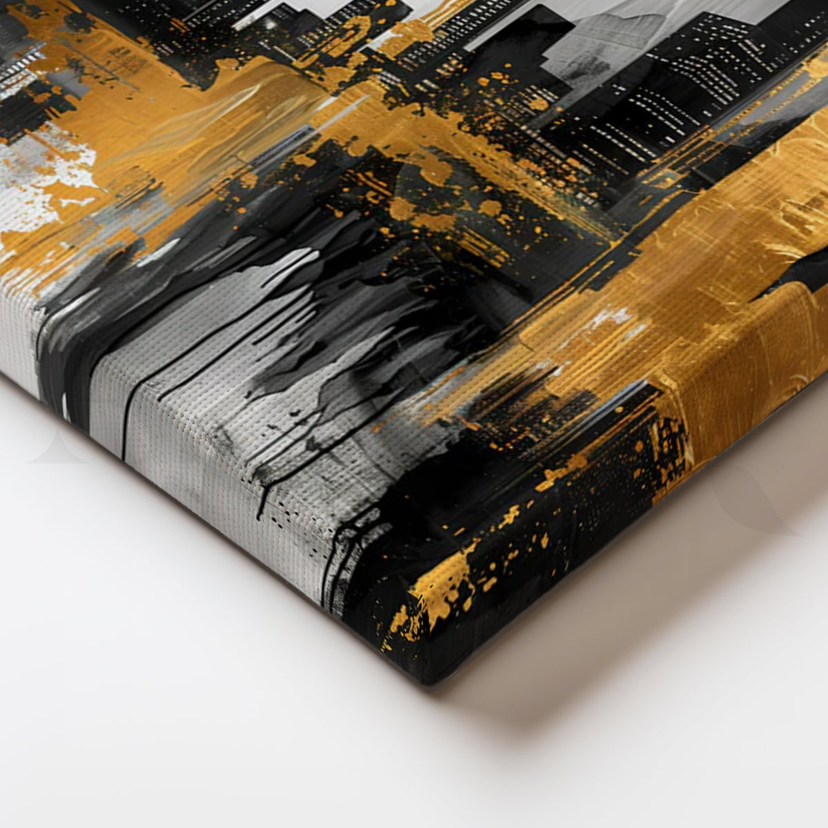 Golden Metropolis Canvas Painting for Entryway – Asha Art Studio – Image 2