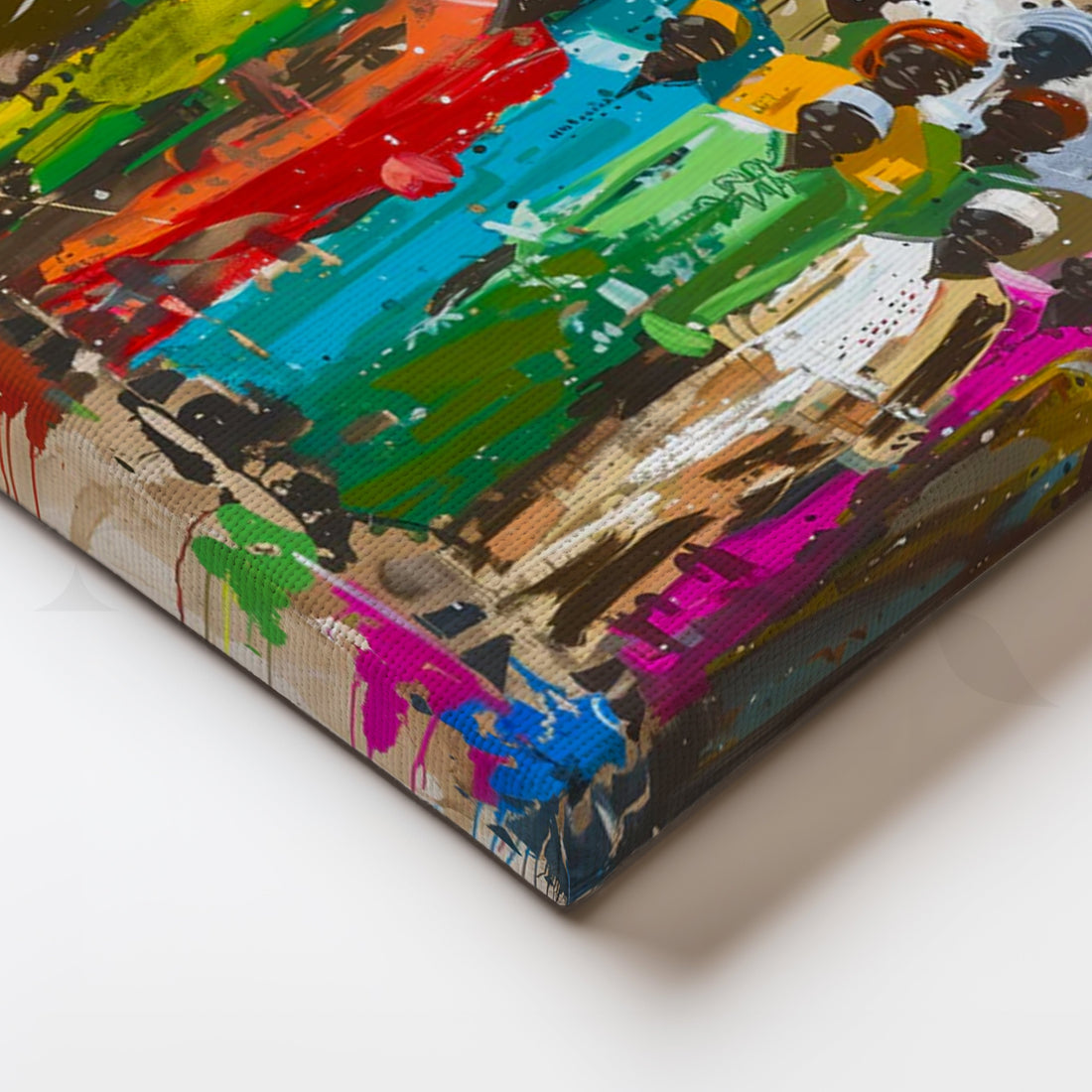Vibrant Gathering Canvas Painting for Large Living Rooms – Asha Art Studio