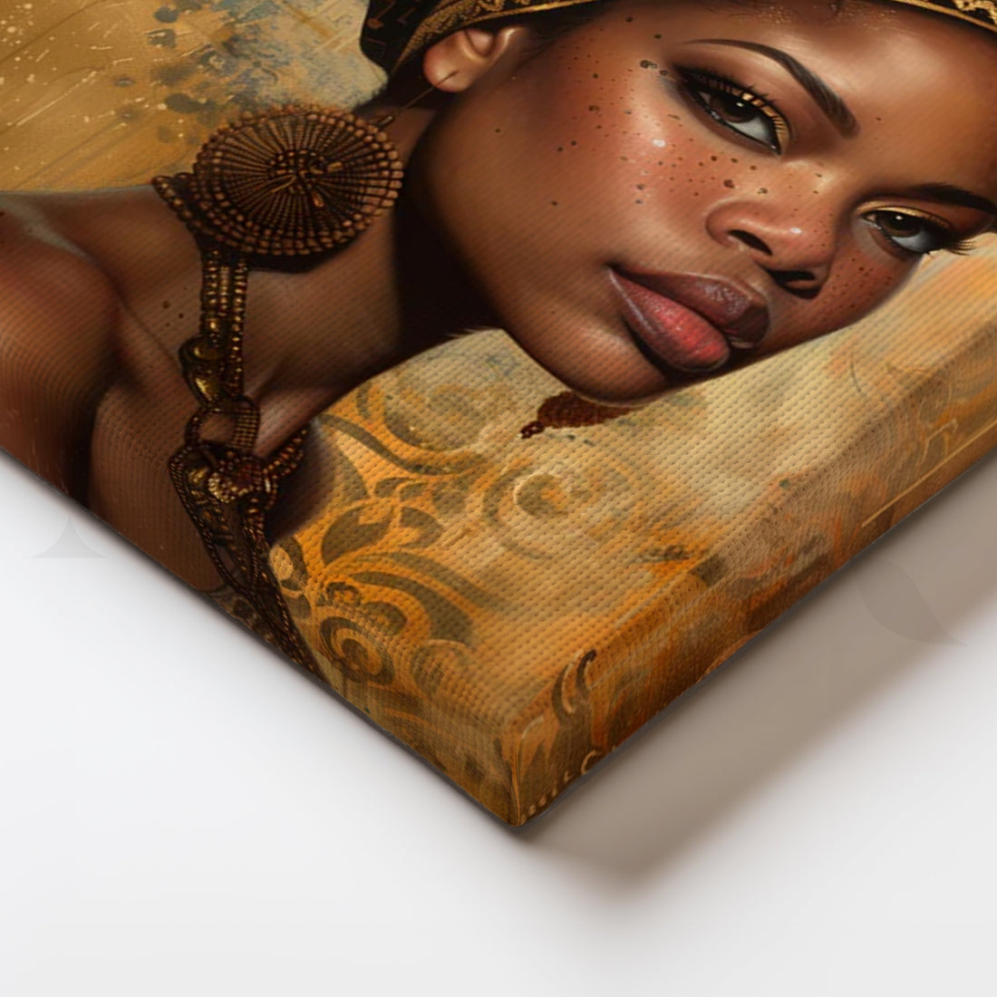 Golden Headdress Muse Canvas Painting for Living Room – Asha Art Studio