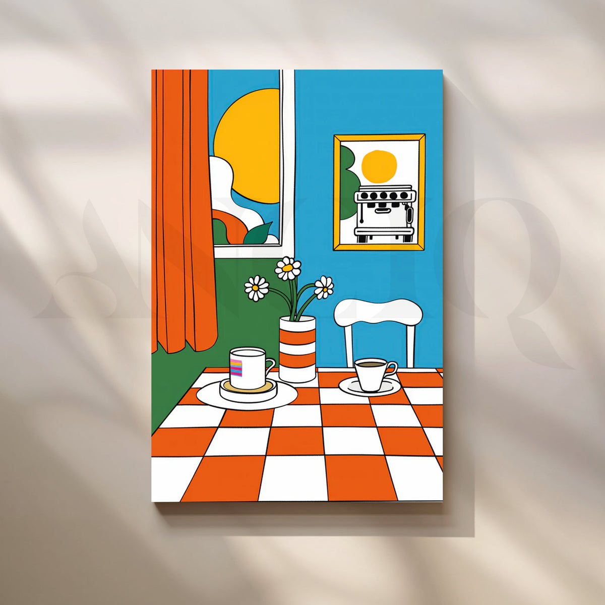 Sunny Café Morning Canvas Painting for Kitchen & Breakfast Nook – Asha Art Studio