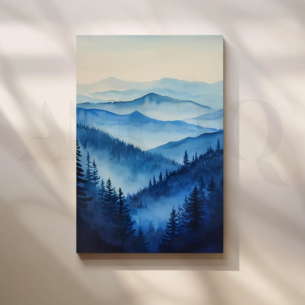 Indigo Mountain Mist Canvas Artwork – Asha Art Studio
