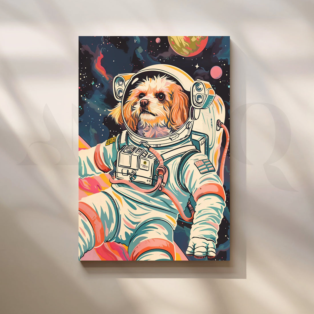 Cosmic Canine Commander — Retro Pet Astronaut Wall Art – Asha Art Studio