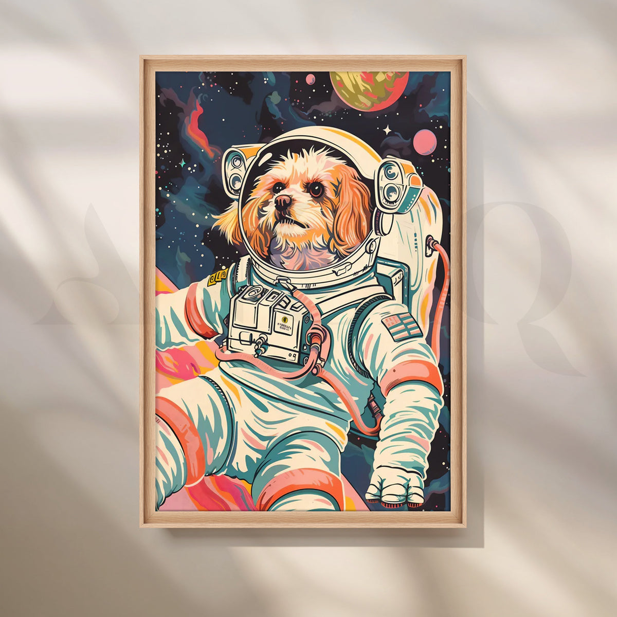 Cosmic Canine Commander — Retro Pet Astronaut Wall Art – Asha Art Studio – Image 5