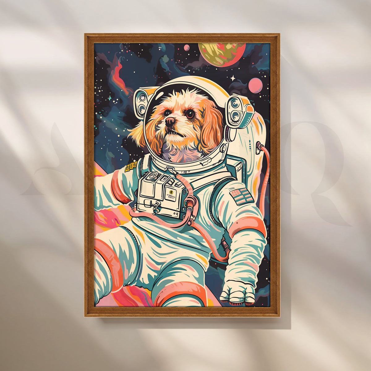 Cosmic Canine Commander — Retro Pet Astronaut Wall Art – Asha Art Studio – Image 6