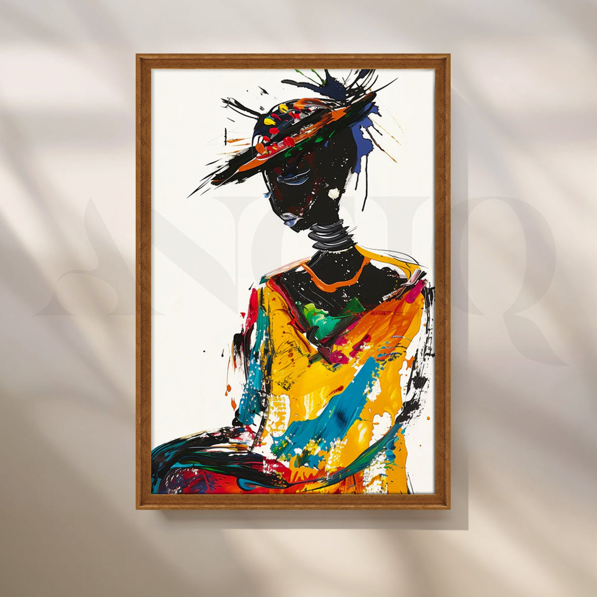 Golden Mask Reverie Canvas Painting for Modern Living Room – Asha Art Studio – Image 6