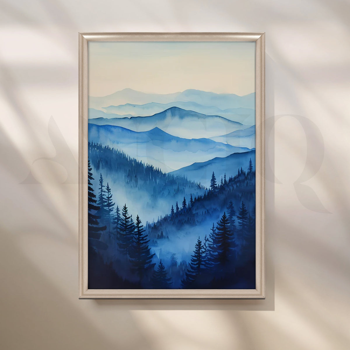 Indigo Mountain Mist Canvas Artwork – Asha Art Studio – Image 4
