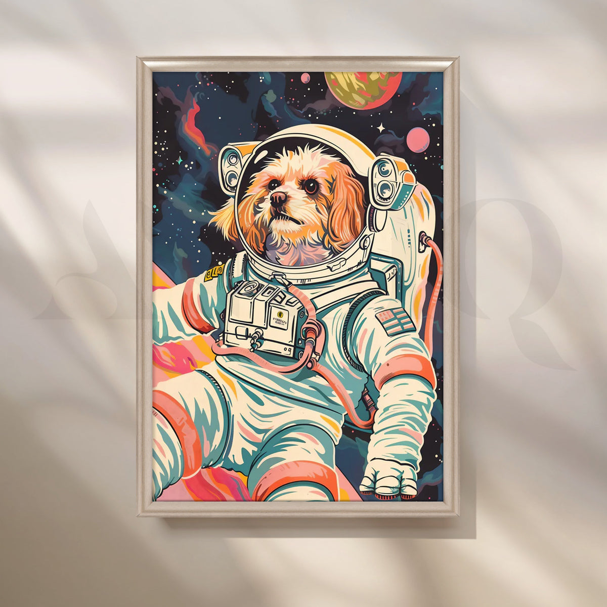 Cosmic Canine Commander — Retro Pet Astronaut Wall Art – Asha Art Studio – Image 4