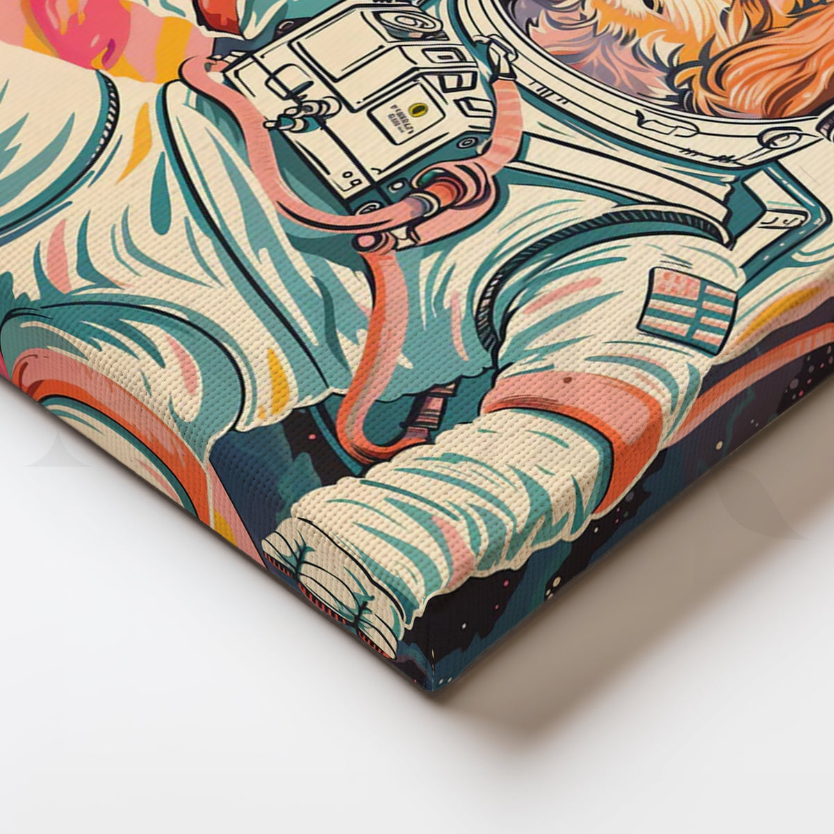Cosmic Canine Commander — Retro Pet Astronaut Wall Art – Asha Art Studio – Image 2