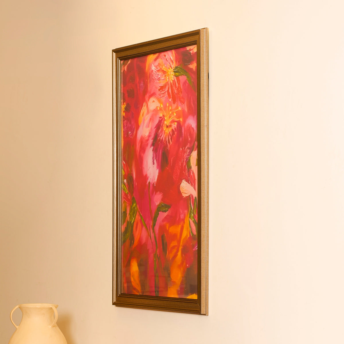 Crimson Floral Expression Framed Artwork – Asha Art Studio – Image 4