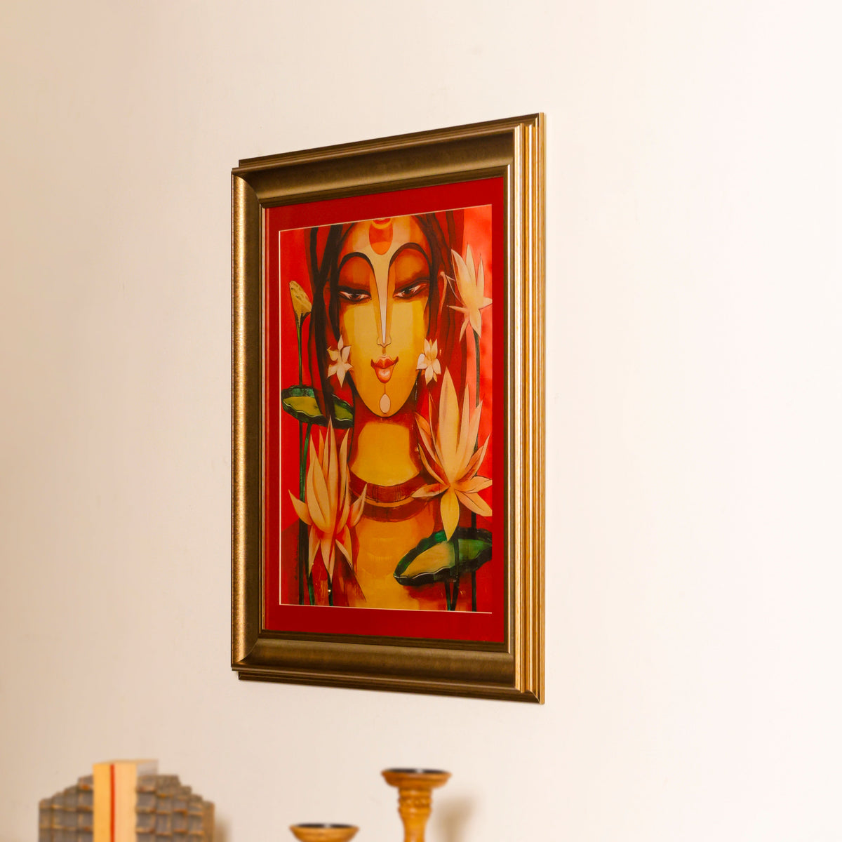 Serene Lotus Muse Framed Artwork – Asha Art Studio – Image 4