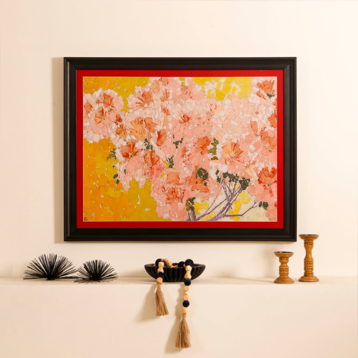 Blushing Blossom Garden Framed Artwork – Asha Art Studio – Image 2