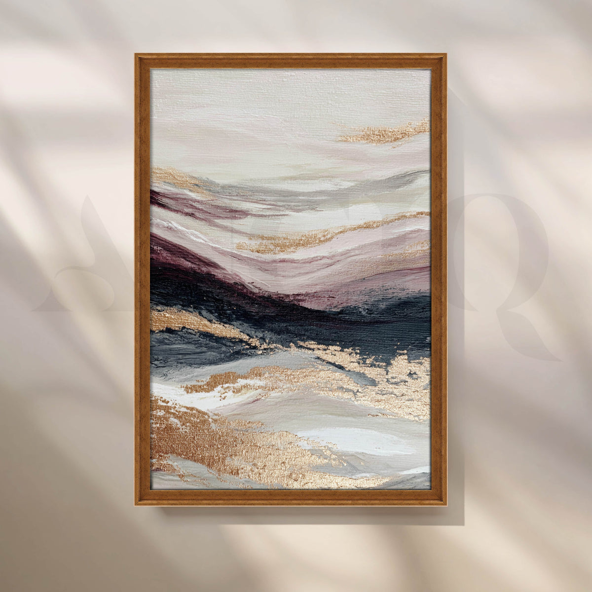 Blush, Charcoal and Gold Abstract Canvas Artwork – Asha Art Studio – Image 6