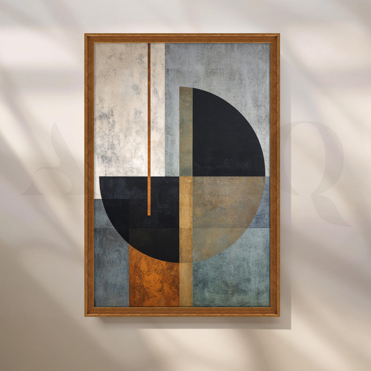 Geometric Black, Grey and Rust Abstract Canvas Artwork – Asha Art Studio – Image 6
