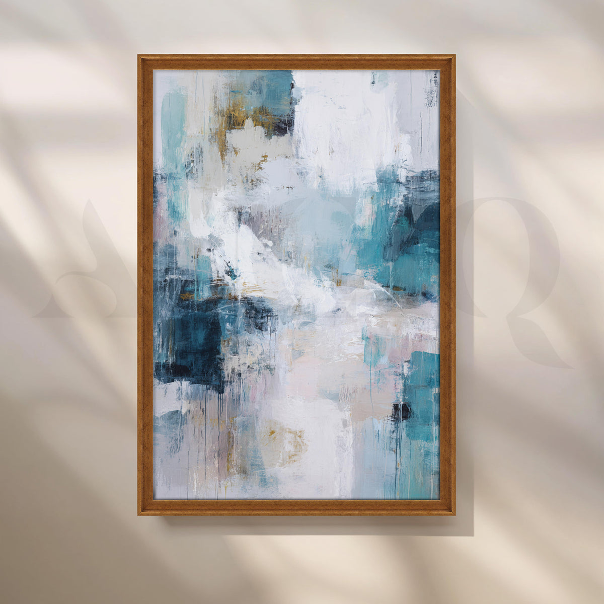 Blue and White Abstract Canvas Artwork with Modern Textured Design – Asha Art Studio – Image 6
