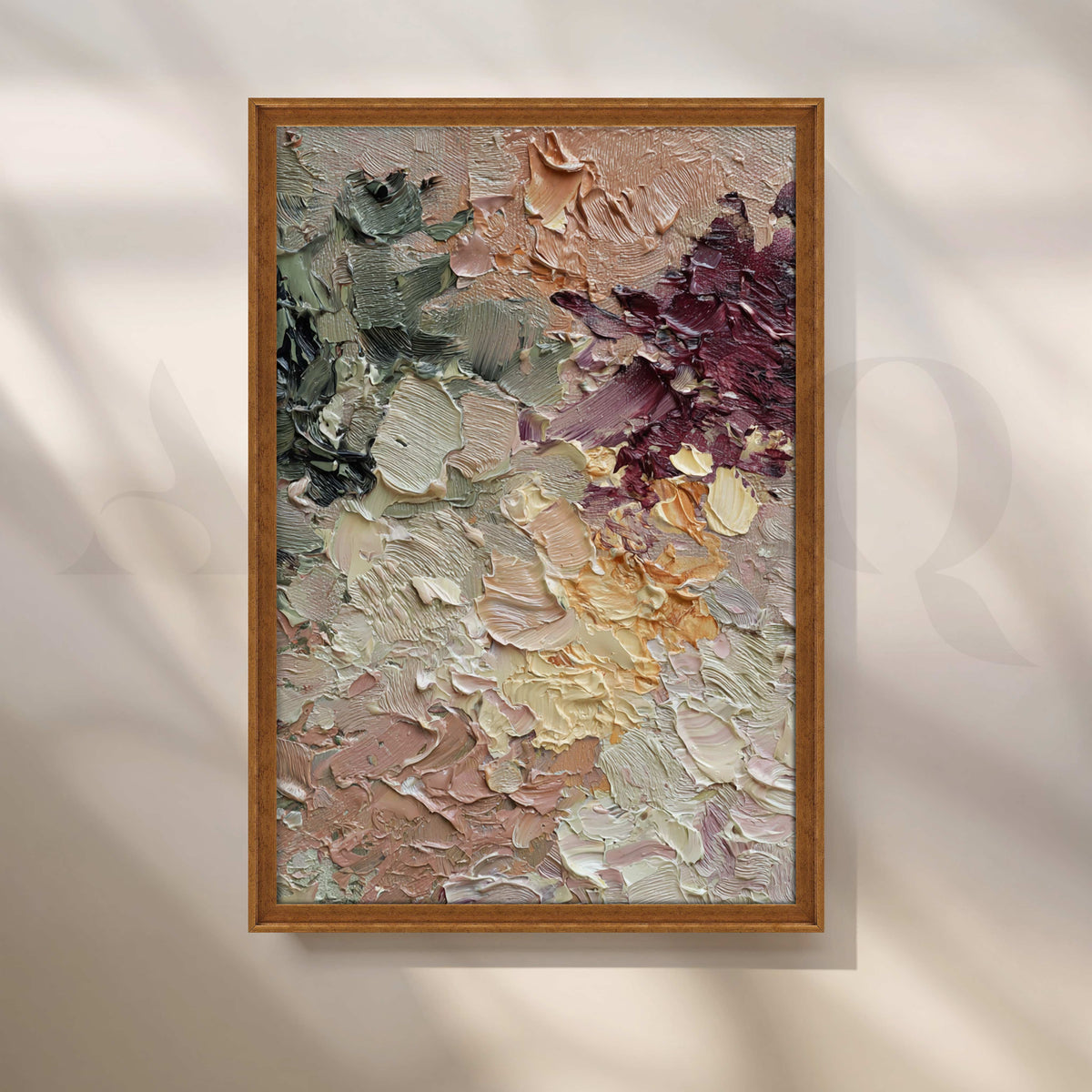 Textured Sage and Burgundy Abstract Canvas Artwork – Asha Art Studio – Image 6