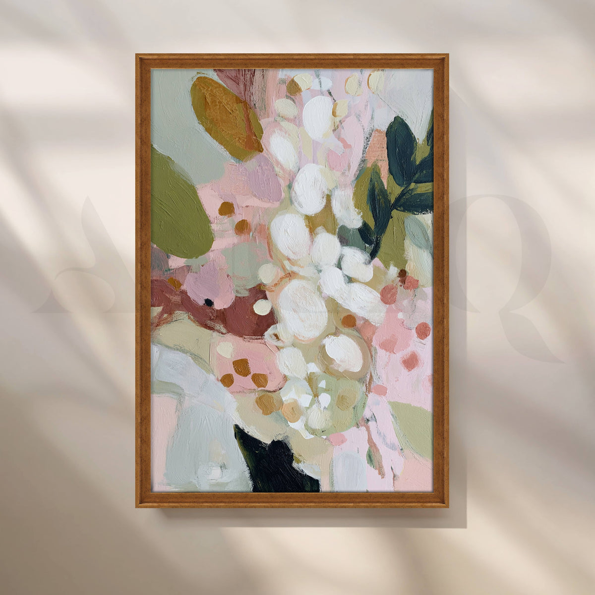 Pastel Floral Abstract Canvas Artwork in Pink, Sage and Cream – Asha Art Studio – Image 6