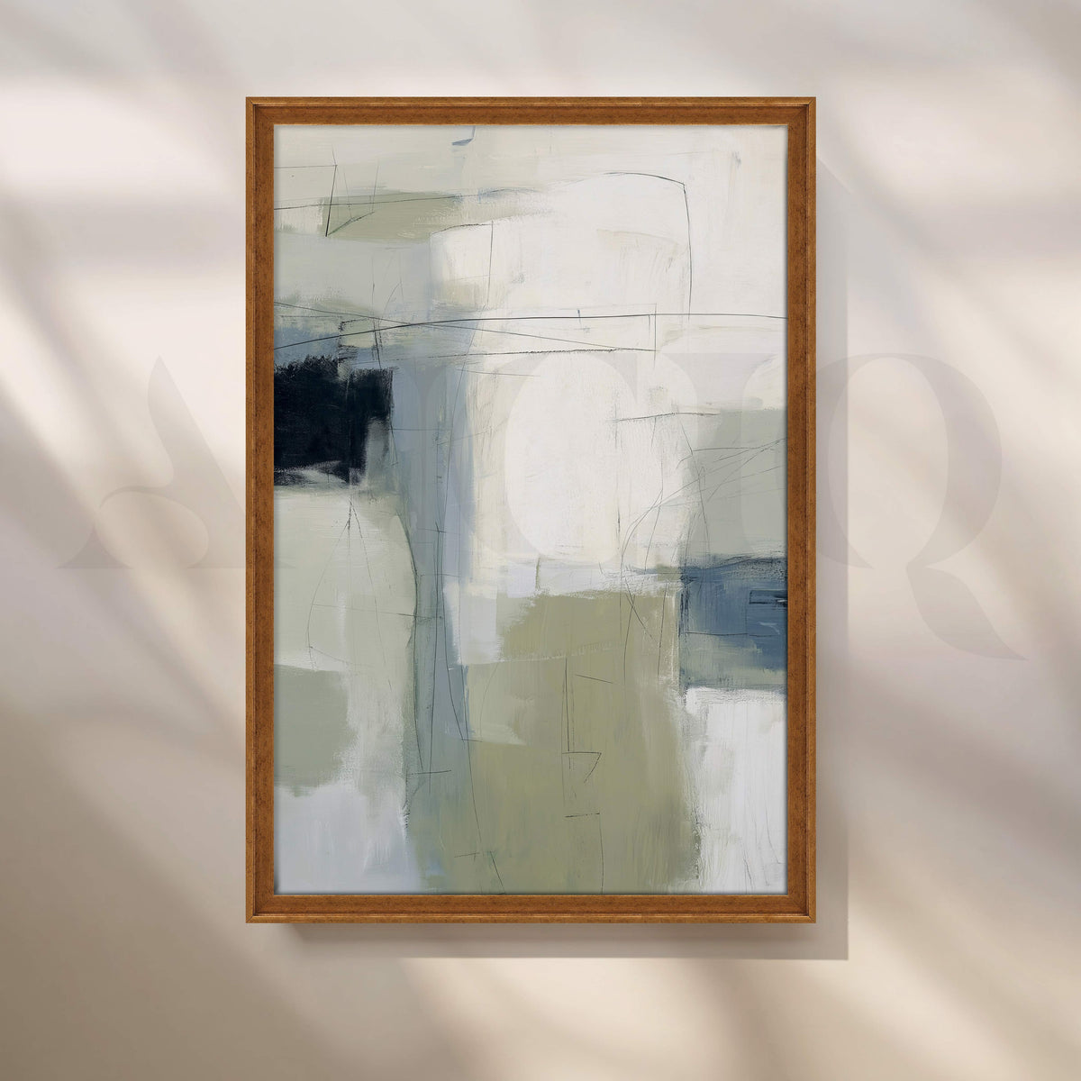 Soft Sage and Blue Abstract Canvas Artwork – Asha Art Studio – Image 6