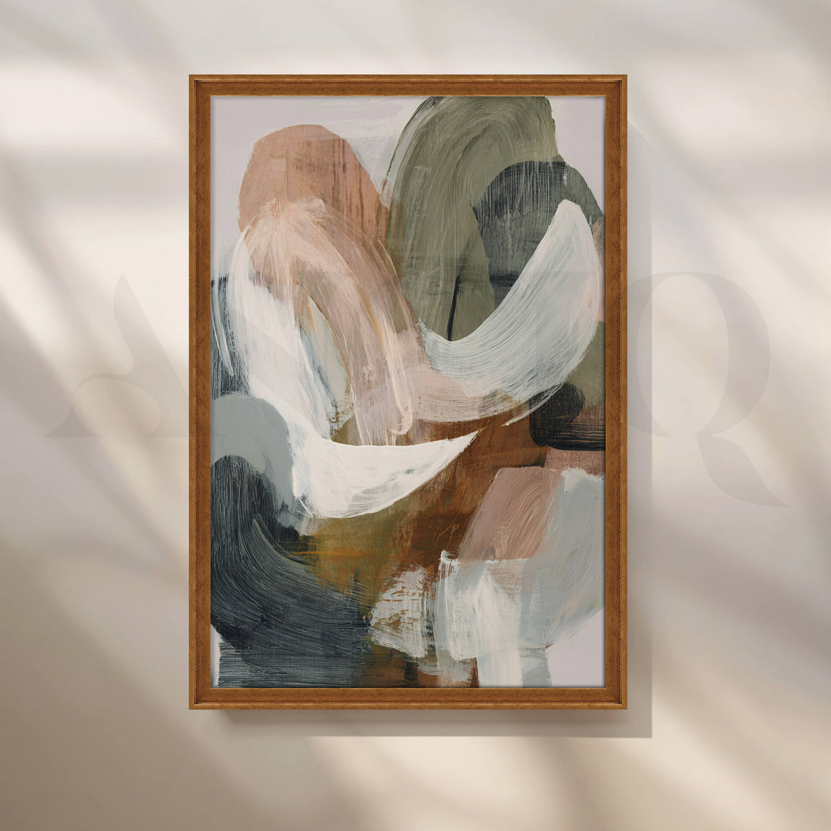Olive, Charcoal and Cream Abstract Canvas Artwork – Asha Art Studio – Image 6