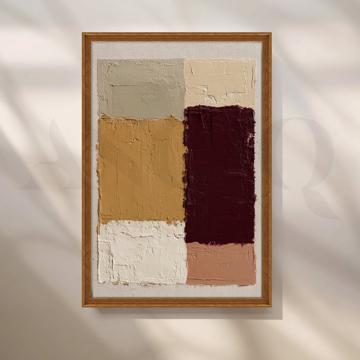 Textured Burgundy and Mustard Abstract Canvas Artwork – Asha Art Studio – Image 6