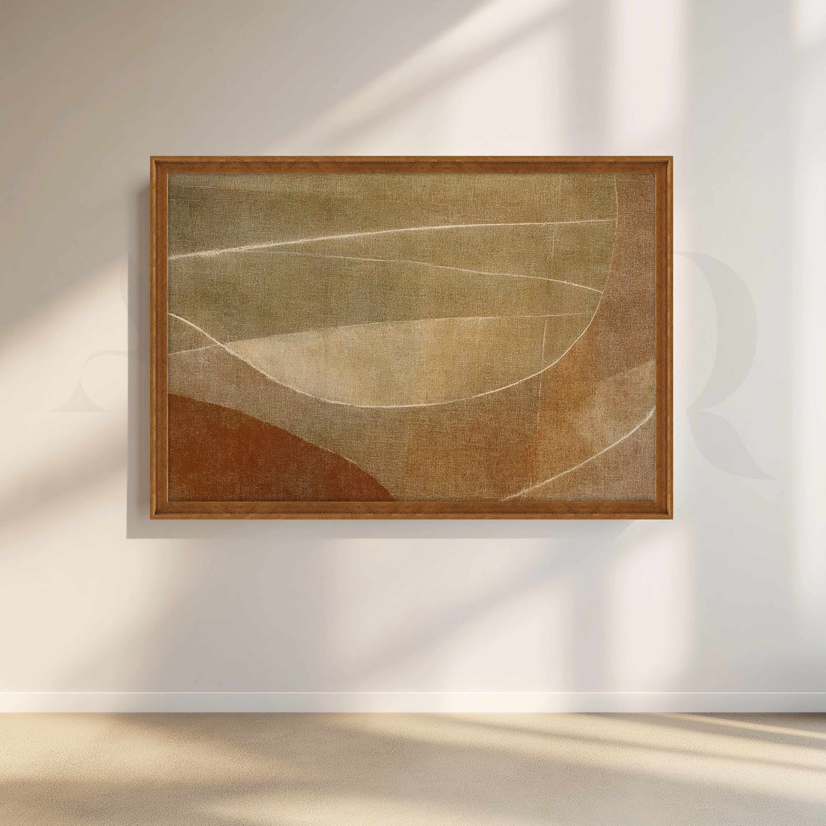 Earthy Neutral Abstract Canvas Artwork with Flowing Line Forms – Asha Art Studio – Image 6