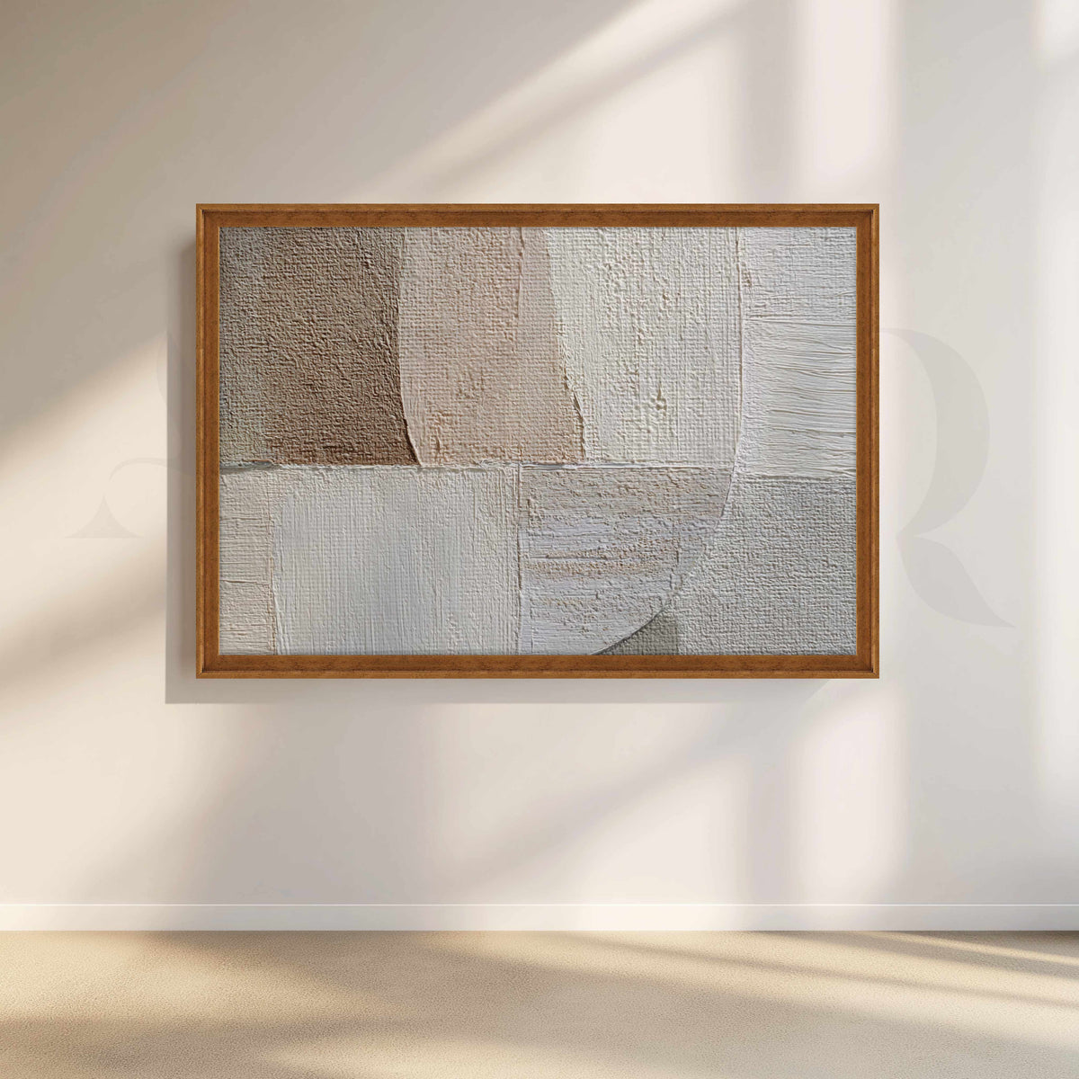 Neutral Textured Abstract Canvas Artwork in Ivory and Taupe Tones – Asha Art Studio – Image 6