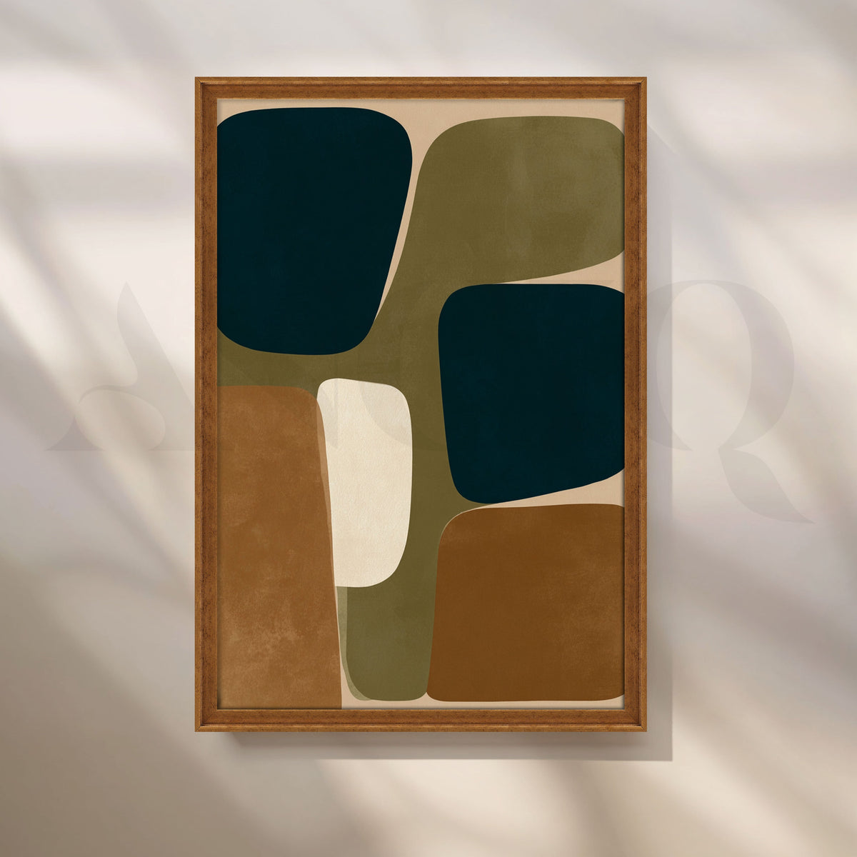 Geometric Olive and Deep Teal Abstract Canvas Artwork – Asha Art Studio – Image 6