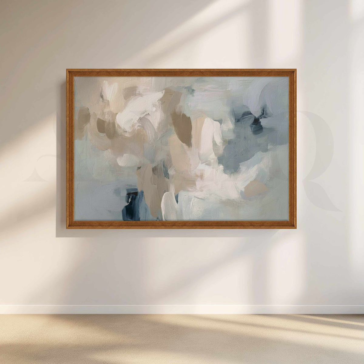 Soft Blue and Beige Abstract Canvas Artwork – Asha Art Studio – Image 6