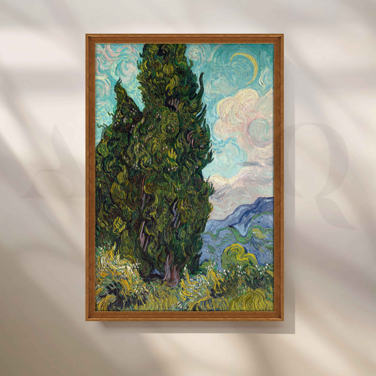 Cypresses Under the Crescent Moon Post-Impressionist Canvas Artwork – Asha Art Studio – Image 6