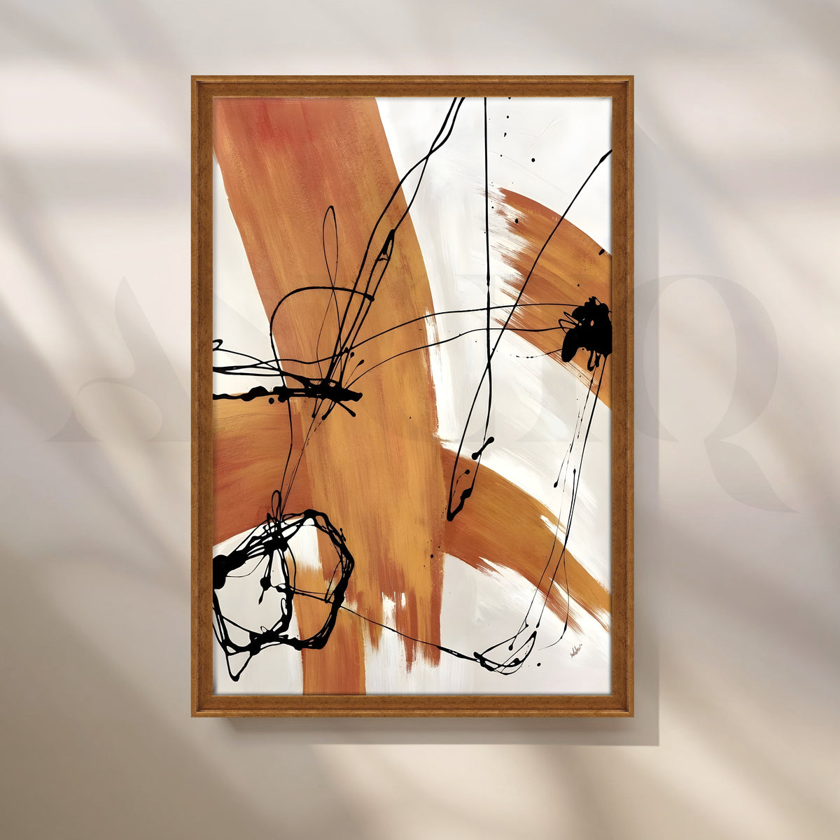 Ochre Brushstroke Canvas Artwork – Asha Art Studio – Image 6