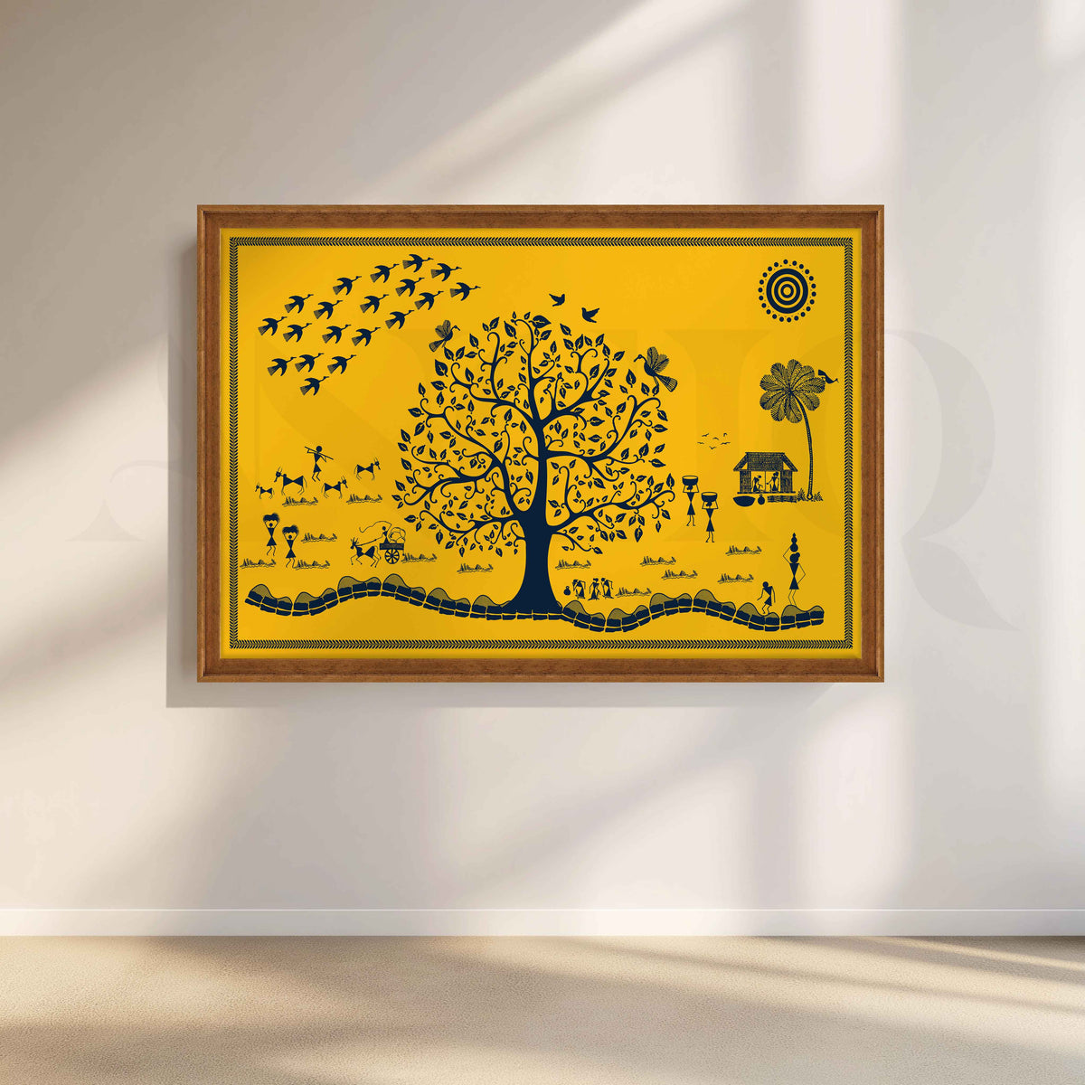 Warli Tree of Village Life Canvas Artwork – Asha Art Studio – Image 6