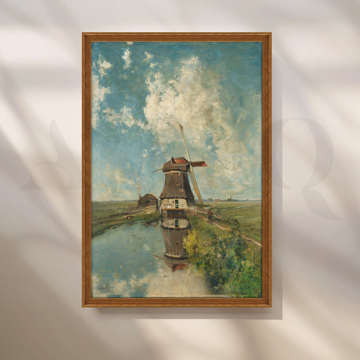 Windmill by Canal Canvas Artwork – Asha Art Studio – Image 6