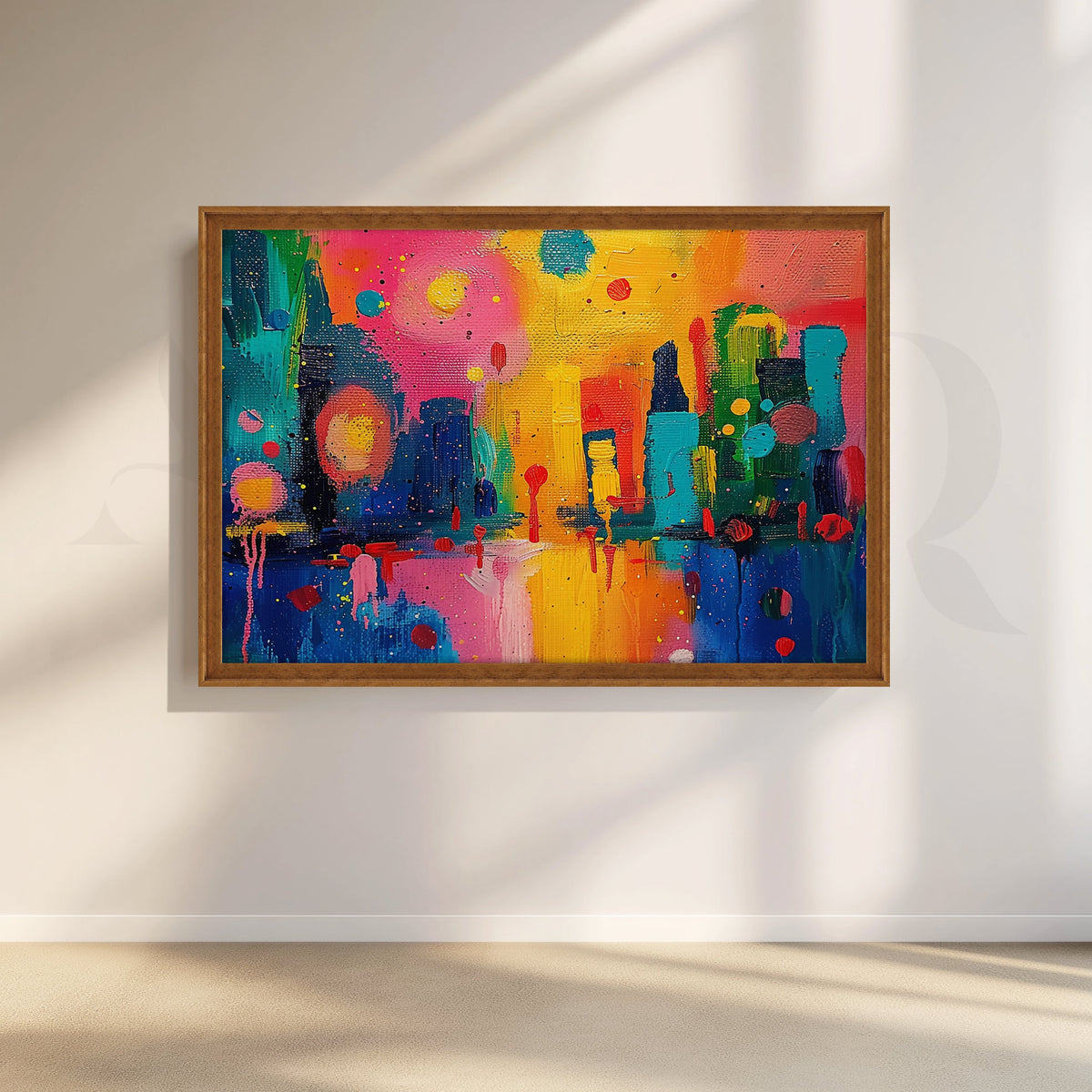 Colorful Abstract Cityscape Canvas Artwork – Asha Art Studio – Image 6