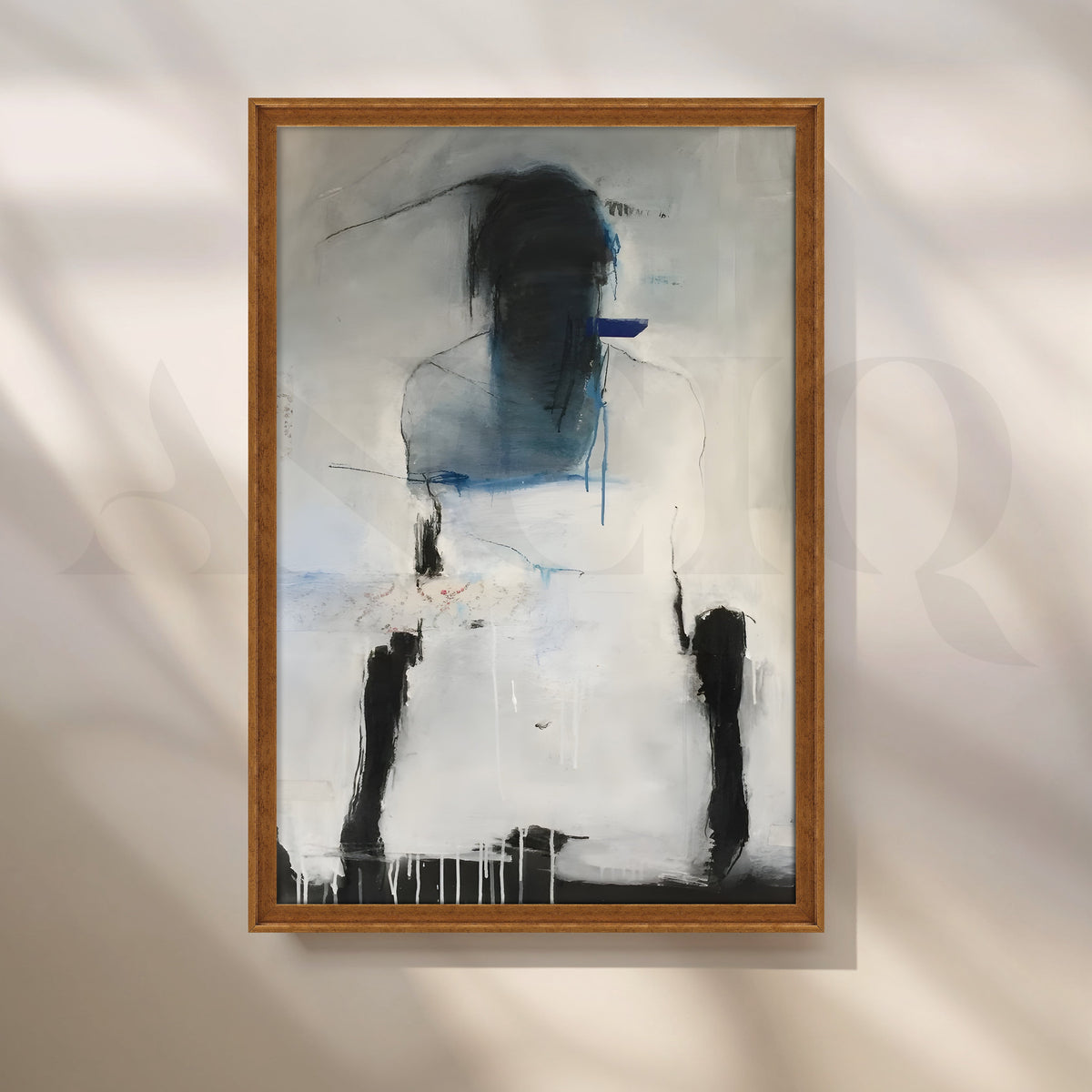Moody Blue and Grey Figurative Abstract Artwork – Asha Art Studio – Image 6