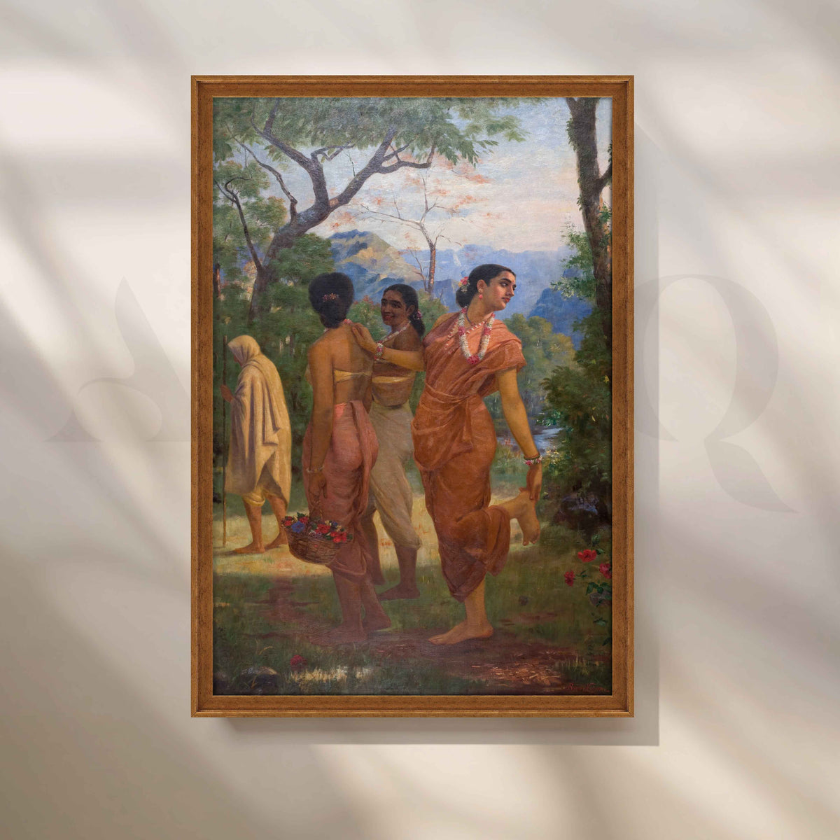 Shakuntala Looking for Dushyanta by Raja Ravi Varma Canvas Artwork – Asha Art Studio – Image 6