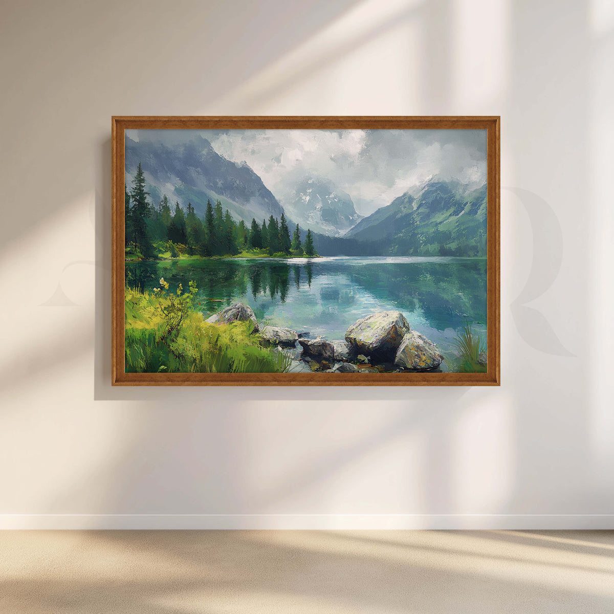 Alpine Lake Landscape Canvas Artwork – Asha Art Studio – Image 6