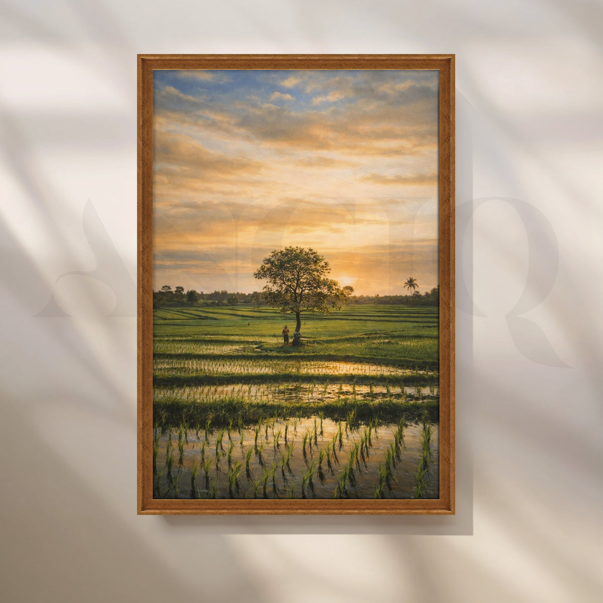 Golden Paddy Field Sunset Canvas Artwork – Asha Art Studio – Image 6