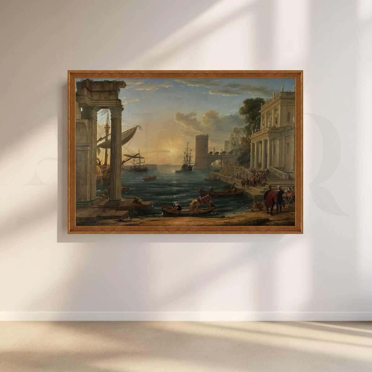 Sunlit Portico Harbor Canvas Artwork – Asha Art Studio – Image 6