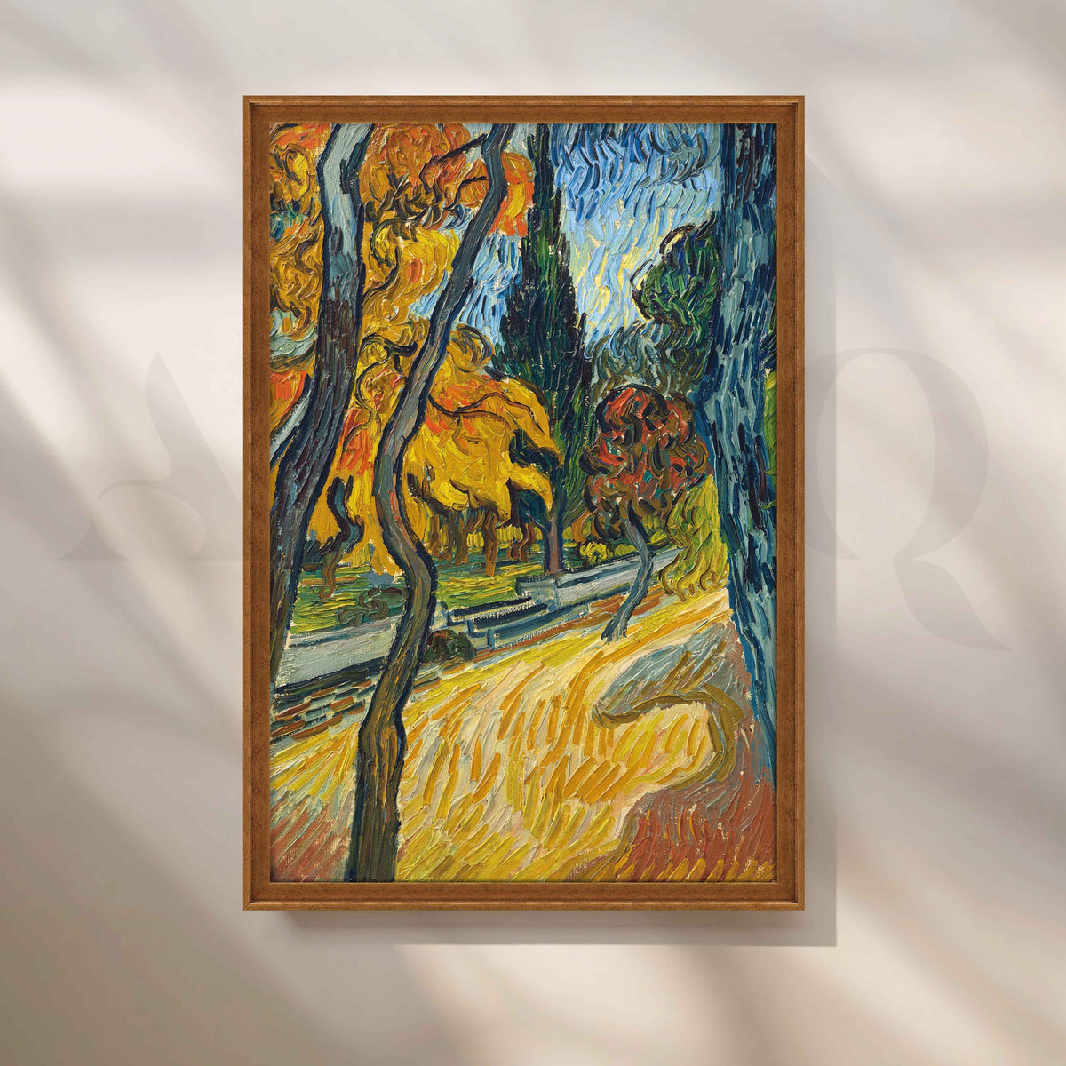 Tree-Lined Autumn Golden Path Canvas Artwork – Asha Art Studio – Image 6