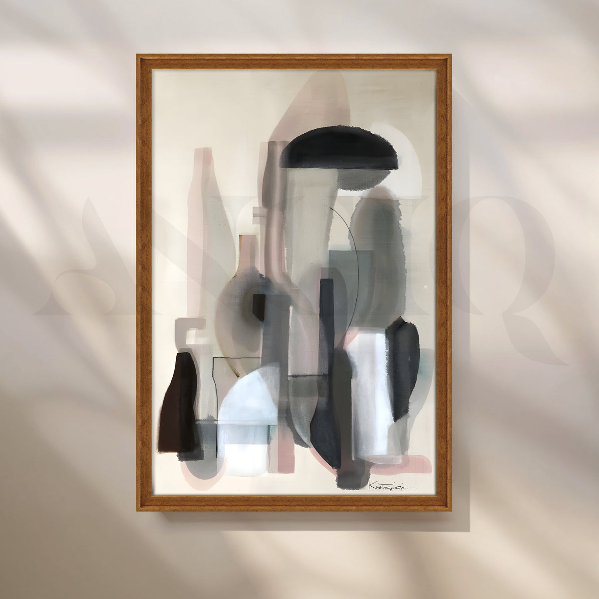 Muted Neutral Geometric Canvas Artwork – Asha Art Studio – Image 6