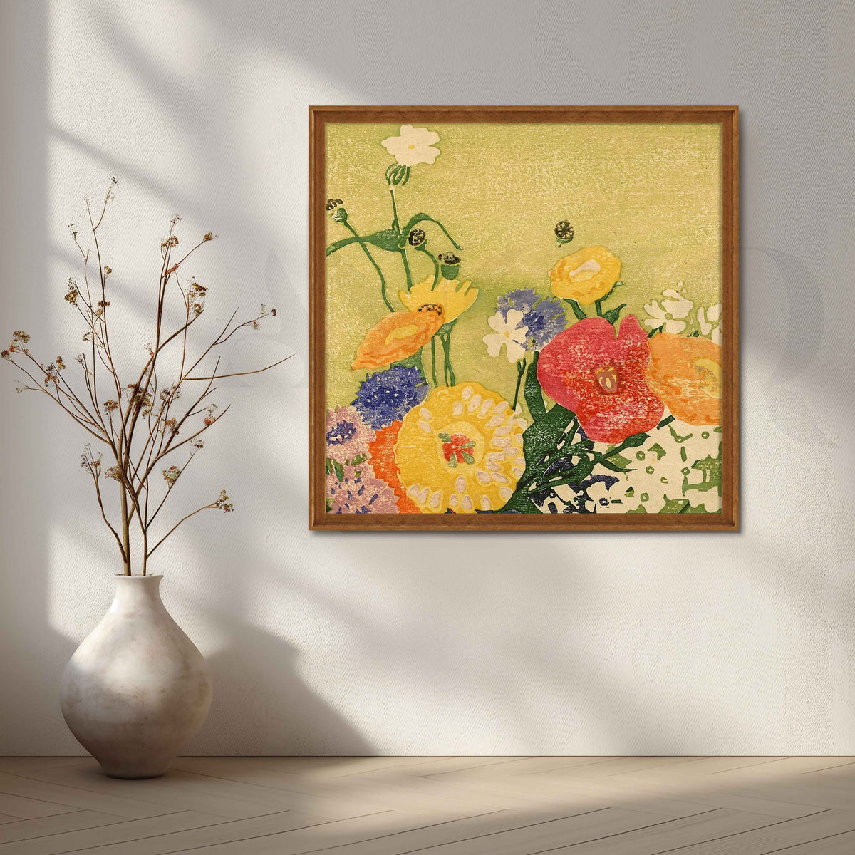 Modern Floral Block Print Canvas Artwork – Asha Art Studio – Image 6