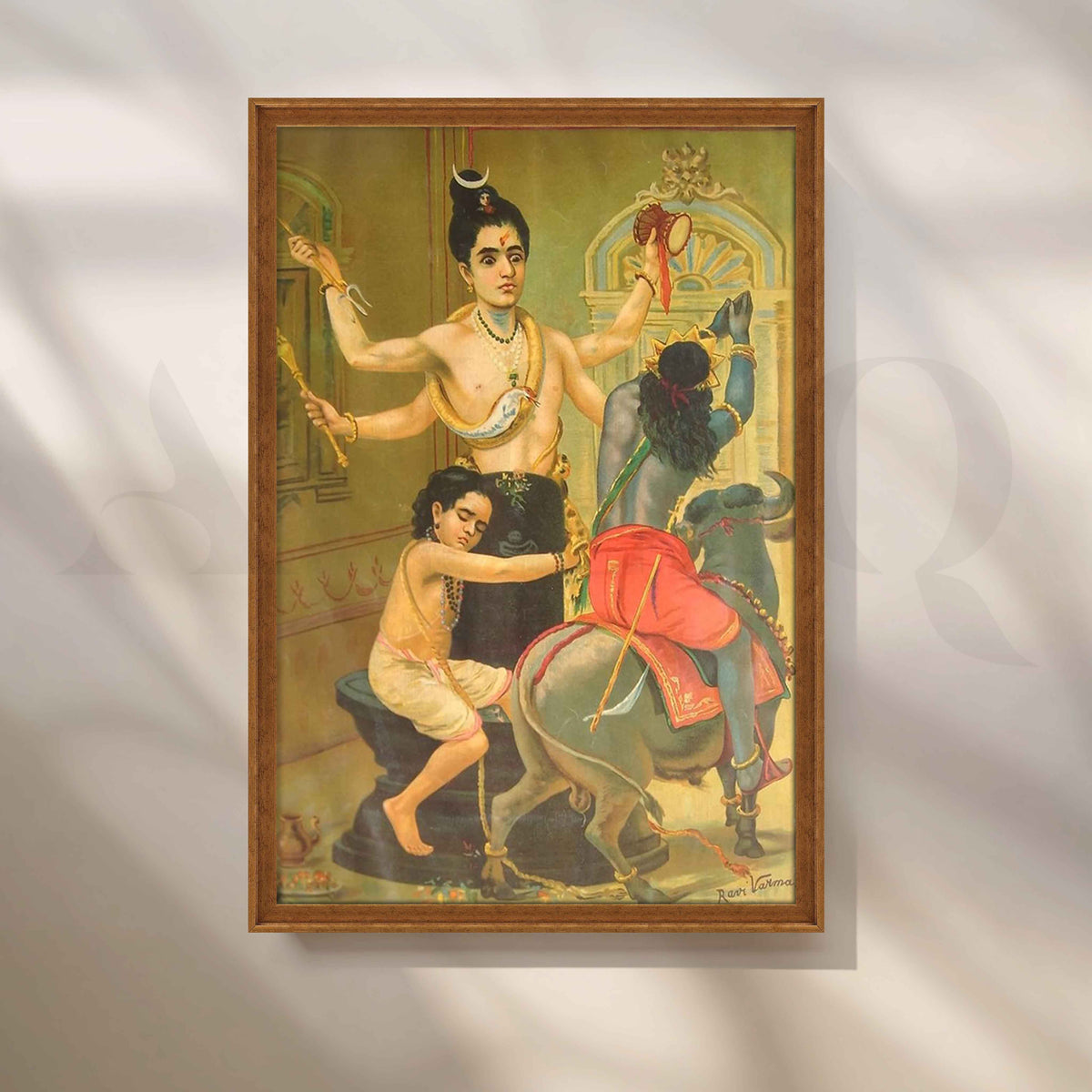 Shiva Parvati with Ganesha by Raja Ravi Varma Canvas Artwork – Asha Art Studio – Image 6