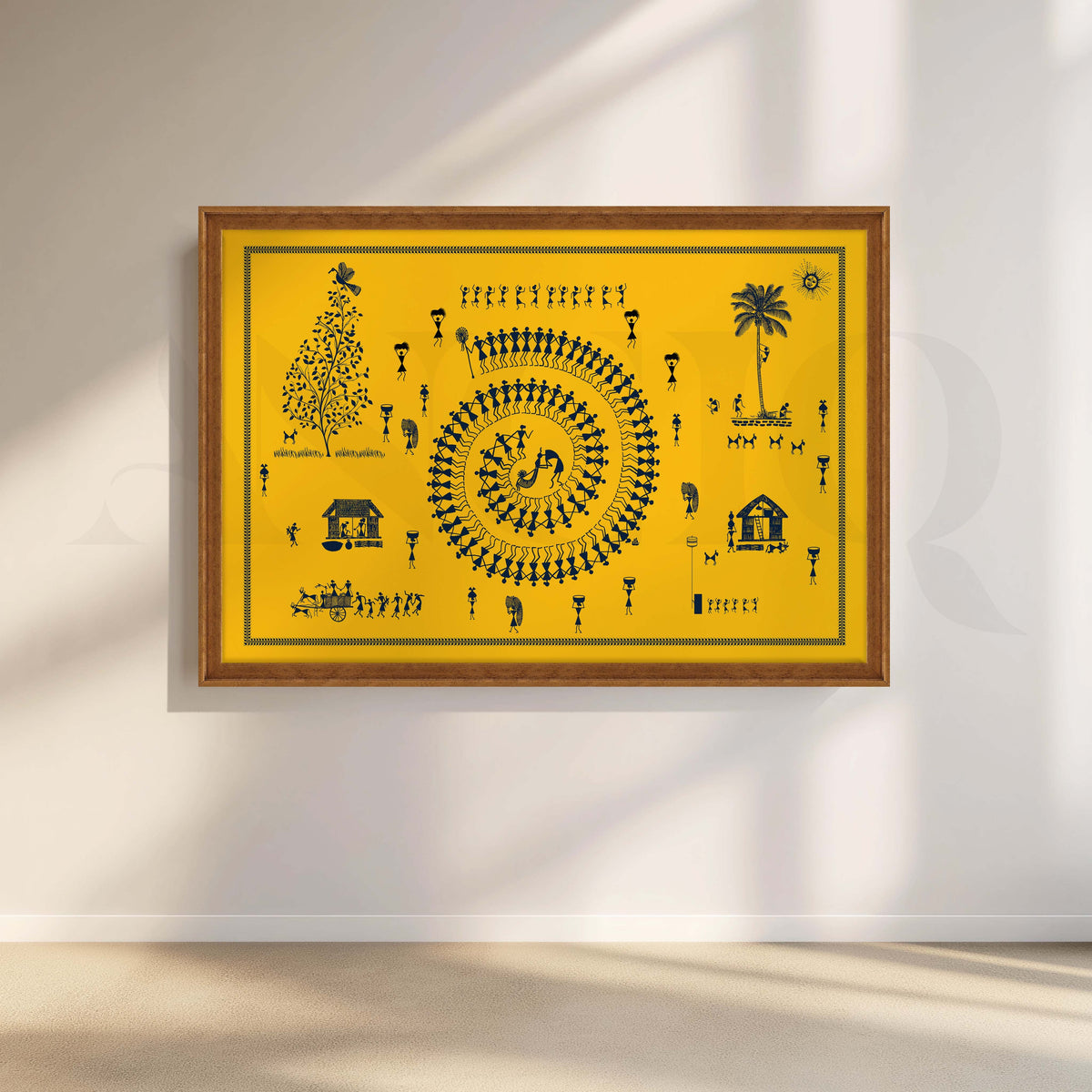 Warli Celebration of Village Life Canvas Artwork – Asha Art Studio – Image 6