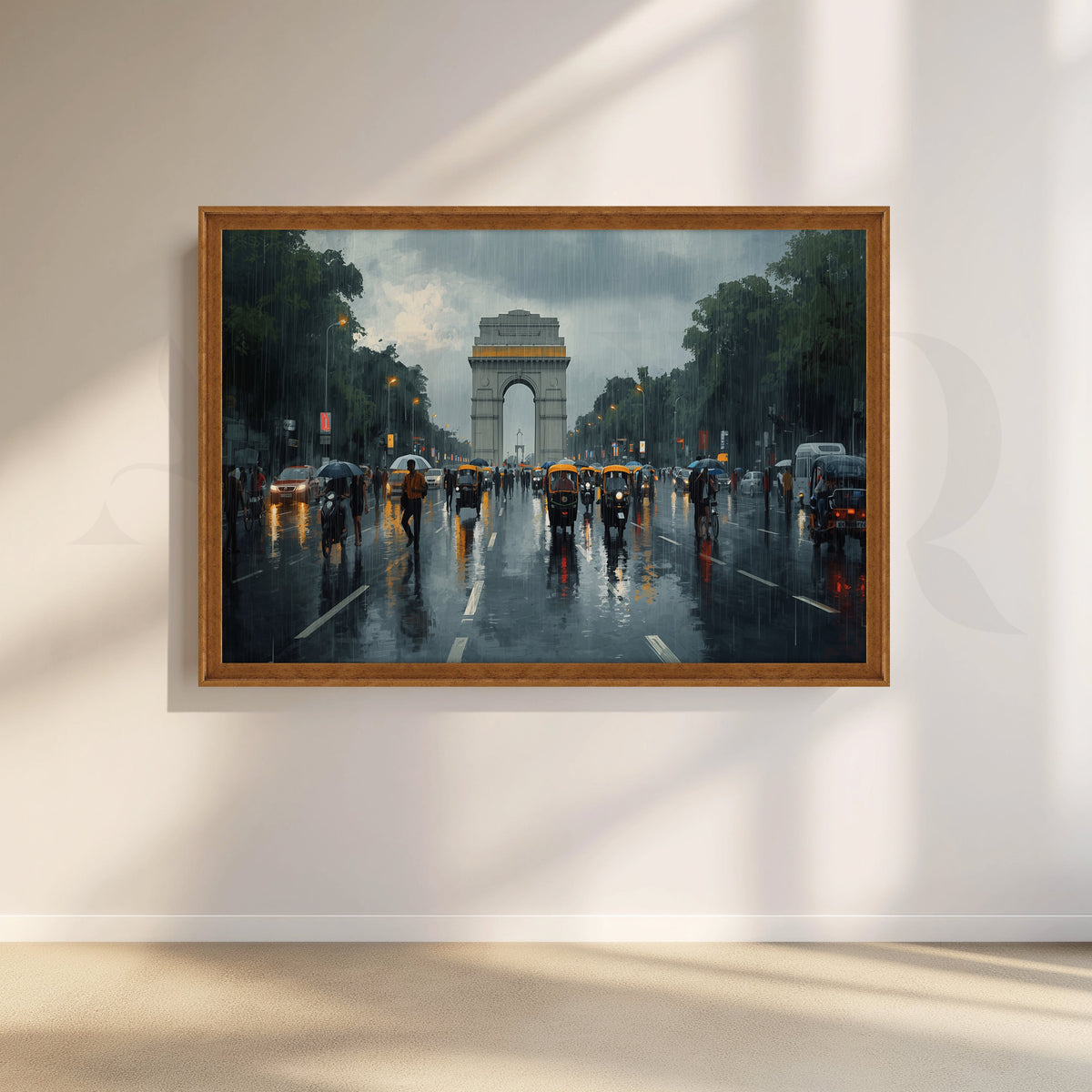 Rainy India Gate Street Canvas Artwork – Asha Art Studio – Image 6