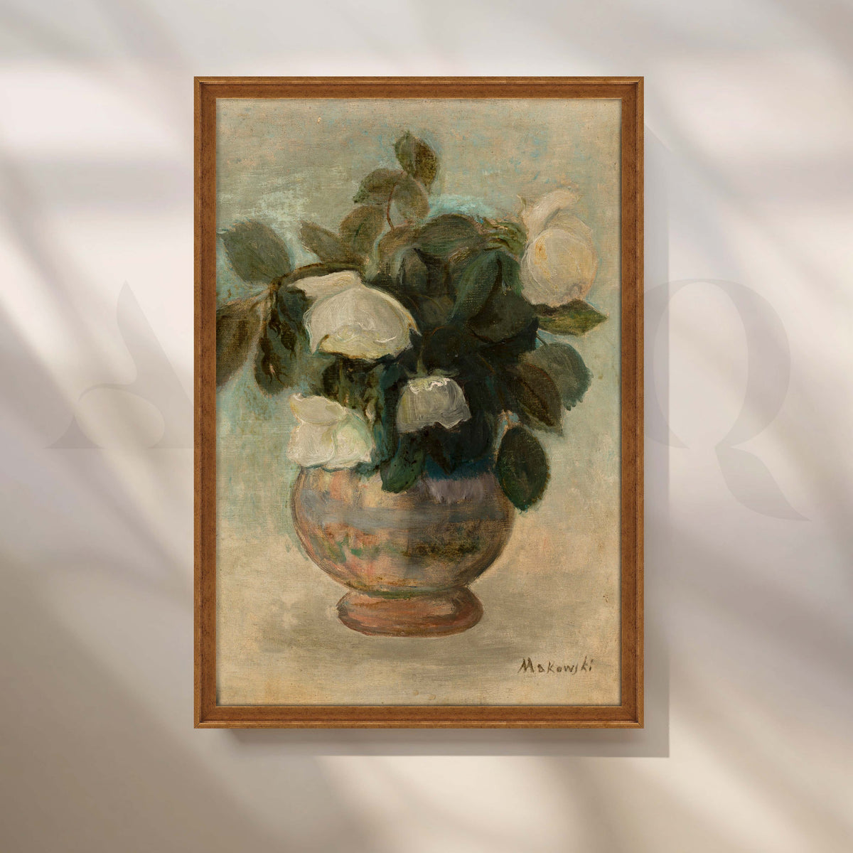 Vintage White Floral Vase Canvas Artwork – Asha Art Studio – Image 6